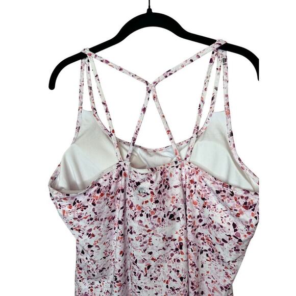 Gaiam Strappy Work Out Tank Athleisure Built-in Bra Size XXL Pink Geo Pattern - Picture 2 of 6